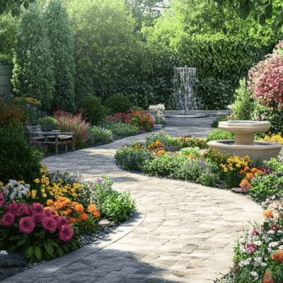 aménagement paysager piscine moderne avec terrasse en bois